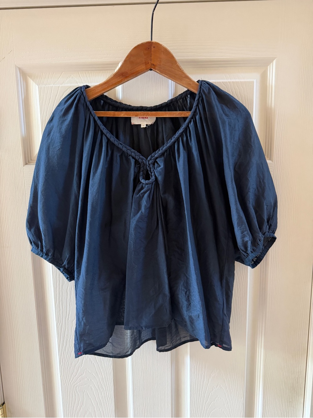 XiRENA Blythe top with Braided detail in sapphire blue